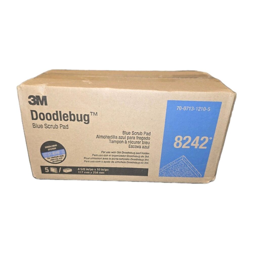 3M Doodlebug Blue Scrub Pad 8242 4.625 in x 10 in 5 Pieces Per Box NEW